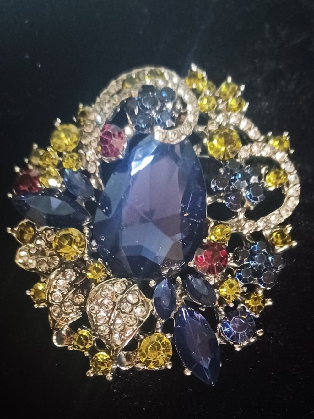 Blingy Blue Rhinestone Brooch